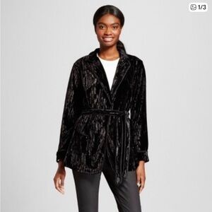 NWT Mossimo Crushed Velvet Blazer Black With Tie Sz XL
